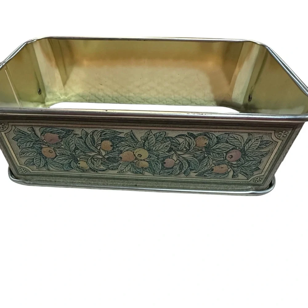 Vintage Metal Fruit Design Tray with‎ Handles 7.5 Inch Length